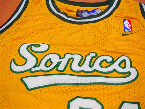 Camiseta Historic Seattle SuperSonics Ray Allen #34 Amarillo